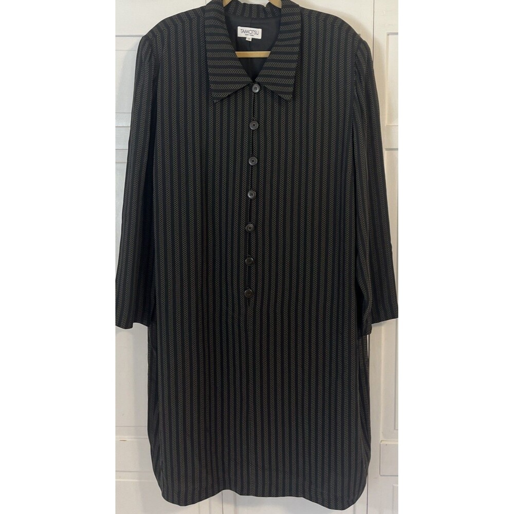 Tamotsu Vintage Black Chevron Print MIDI Dress Plus Size 3